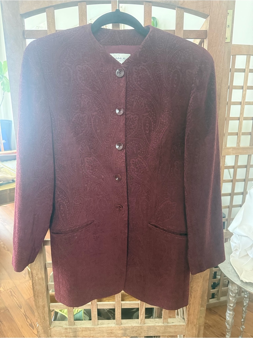 Emanuel Ungaro Burgundy Paisley Button-Front Jacket